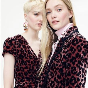 J. crew wrap drapey velvet dress in rose leopard